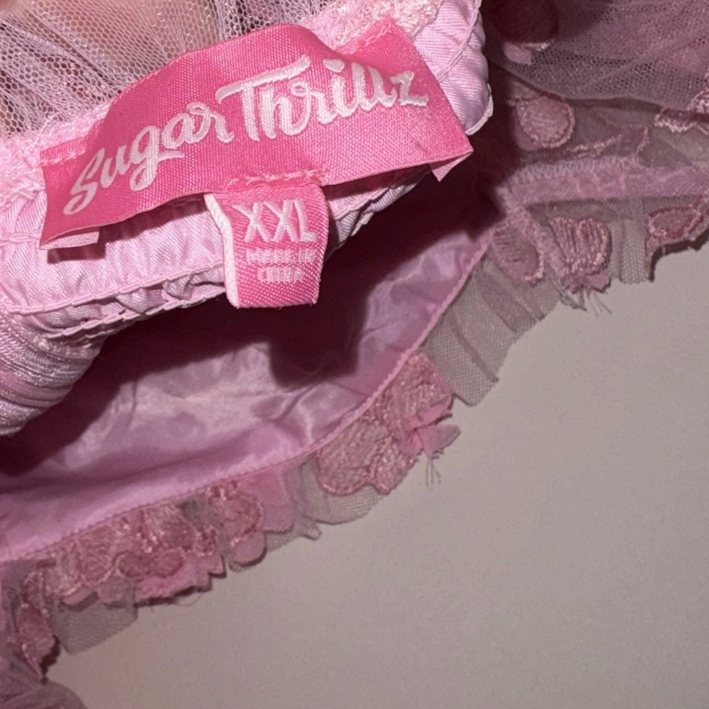 Dolls Kill Sugar Thrillz Heavenly Affair Babydoll Pink Floral Whimsical Dress 2X - Picture 11 of 13
